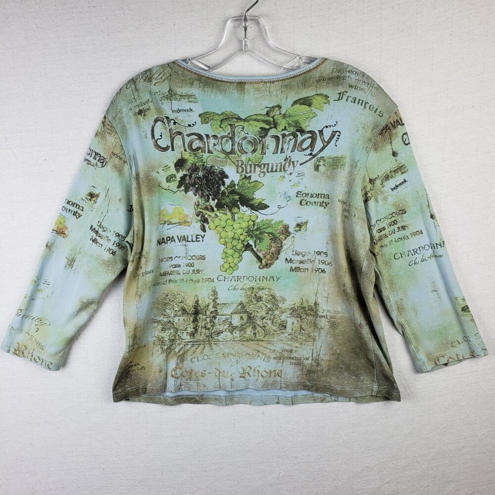 Vintage Y2K Cactus Top Tee Shirt Chardonnay Wine Print Bedazzled Bling size L - Picture 5 of 9
